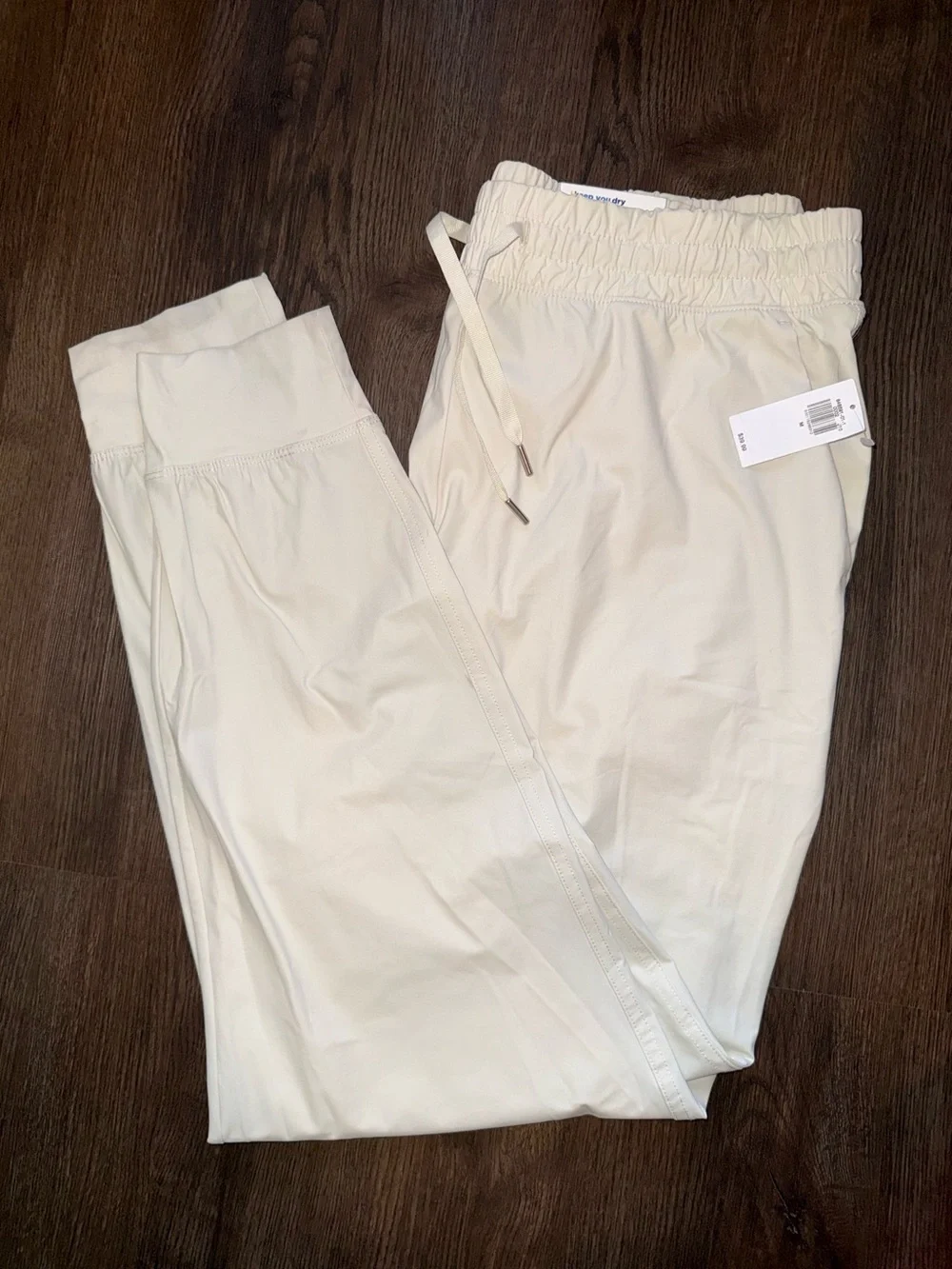 NWT Old Navy SleekTech Go Dry Active Joggers Women's Sz M Ivory High Rise - Picture 2 of 7